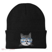 Cat Argentina Flag Country Retro Funny Gift Beanie thumb 0