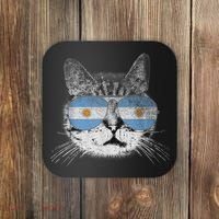 Cat Argentina Flag Country Retro Funny Gift Coaster thumb 0