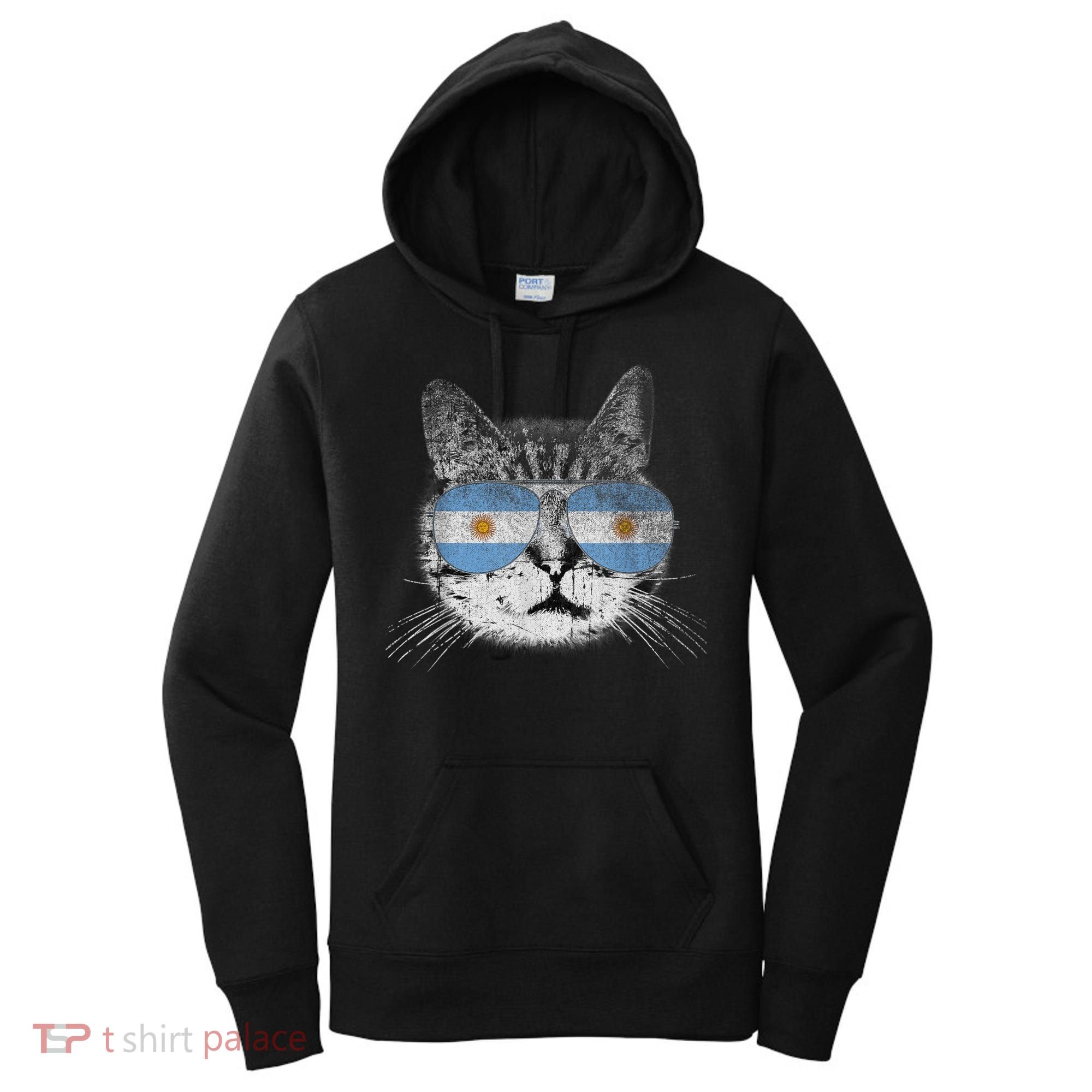 Cat Argentina Flag Country Retro Funny Gift Women's Hoodie