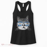 Cat Argentina Flag Country Retro Funny Gift Women's Tank Top thumb 0
