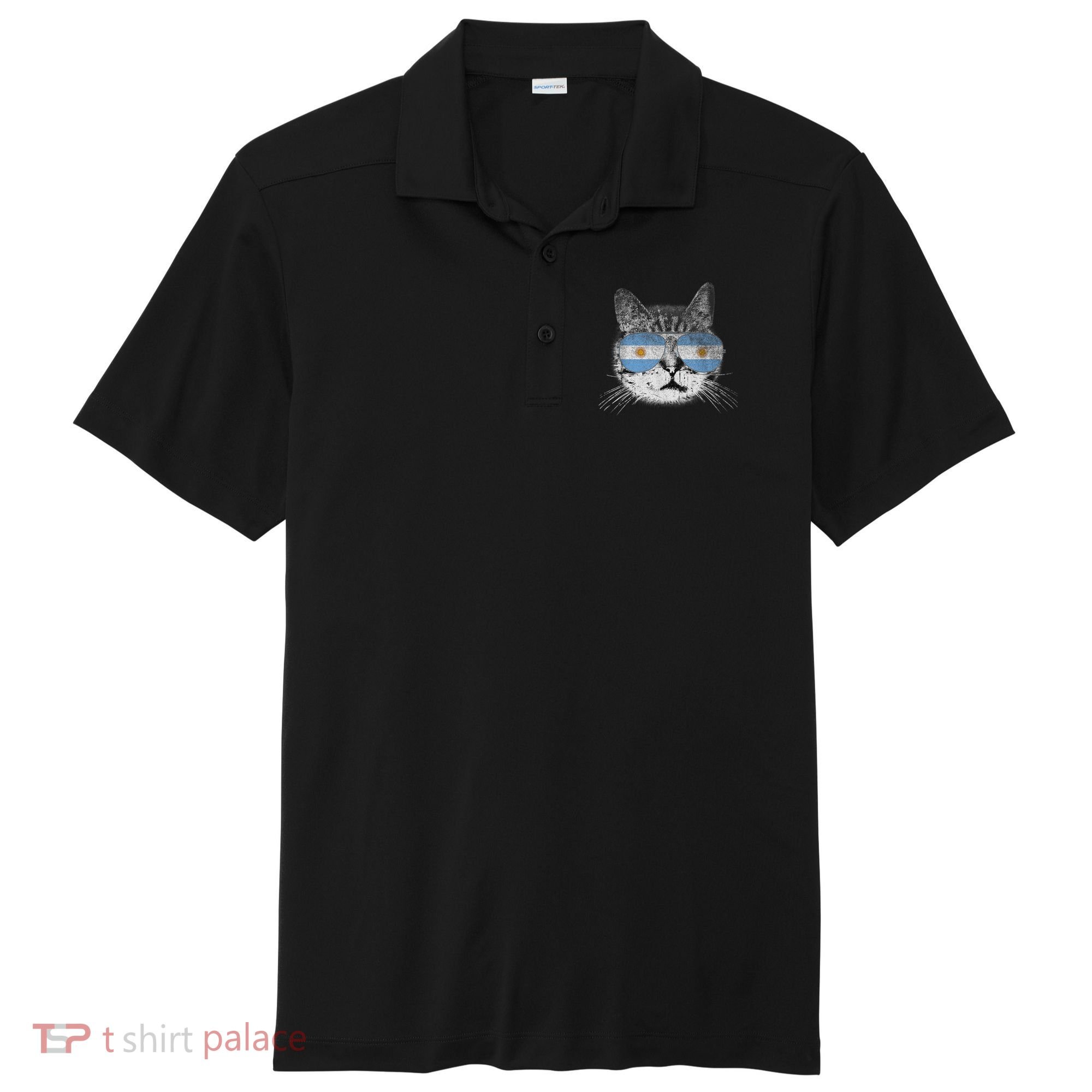 Cat Argentina Flag Country Retro Funny Gift Sport-Tek Posi-UV Pro Polo