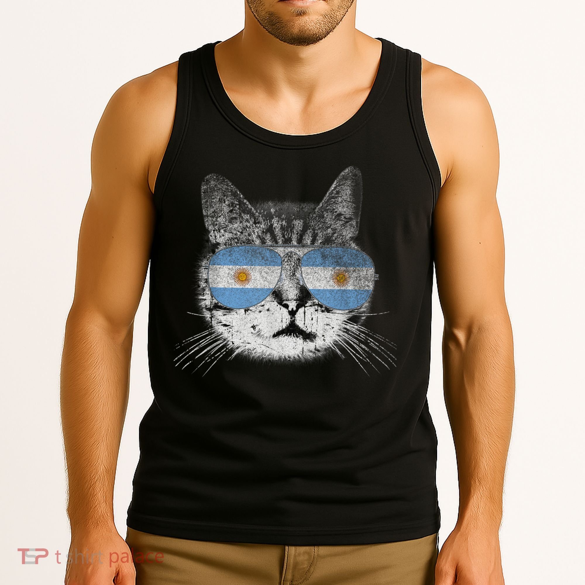 Cat Argentina Flag Country Retro Funny Gift Tank Top
