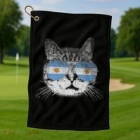 Cat Argentina Flag Country Retro Funny Gift Golf Towel thumb 1