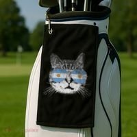 Cat Argentina Flag Country Retro Funny Gift Golf Towel thumb 2