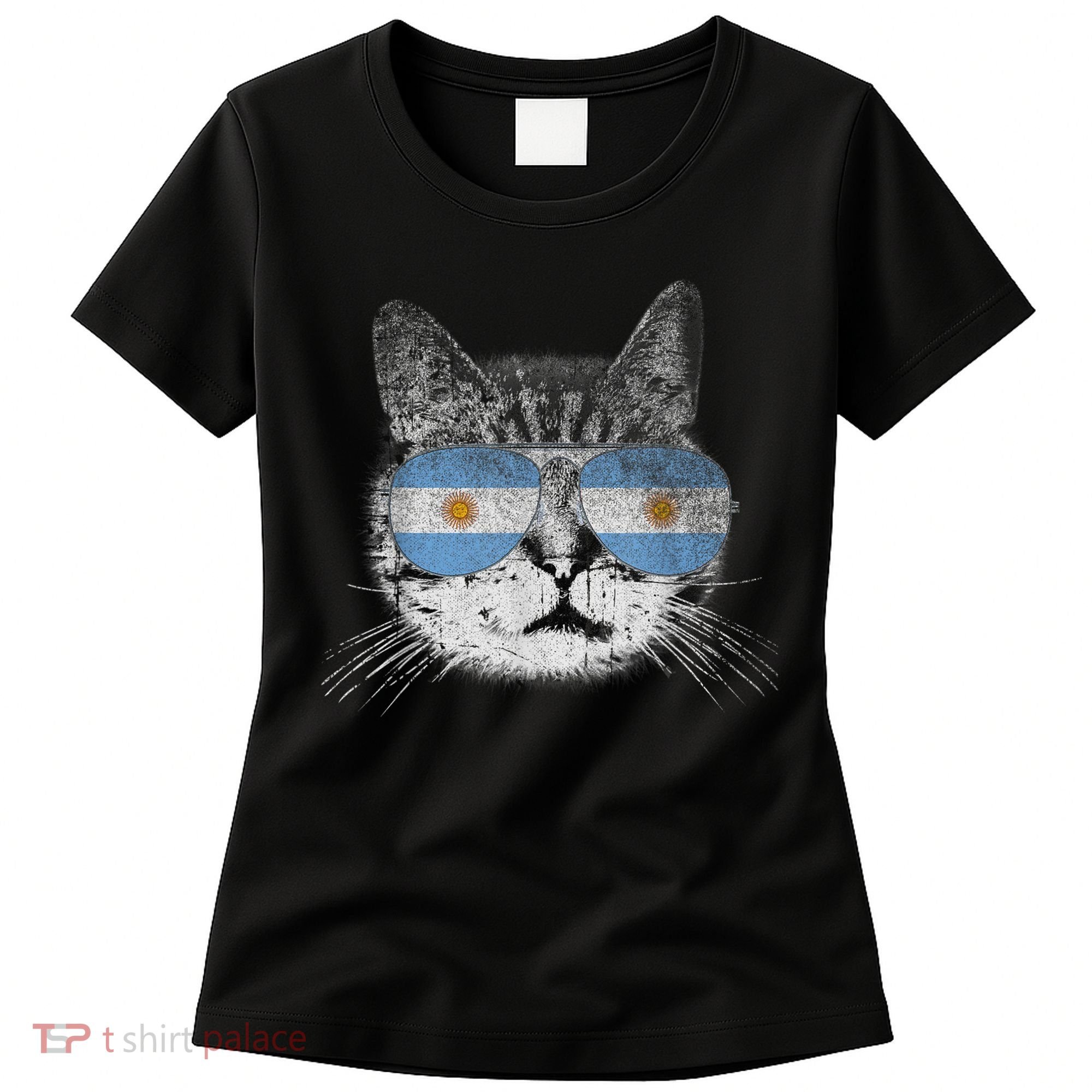 Cat Argentina Flag Country Retro Funny Gift Women's T-Shirt