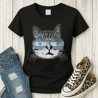 Cat Argentina Flag Country Retro Funny Gift Women's T-Shirt thumb 3