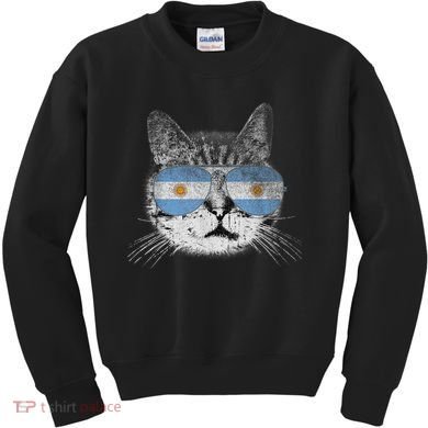 Cat Argentina Flag Country Retro Funny Gift Kids Sweatshirt