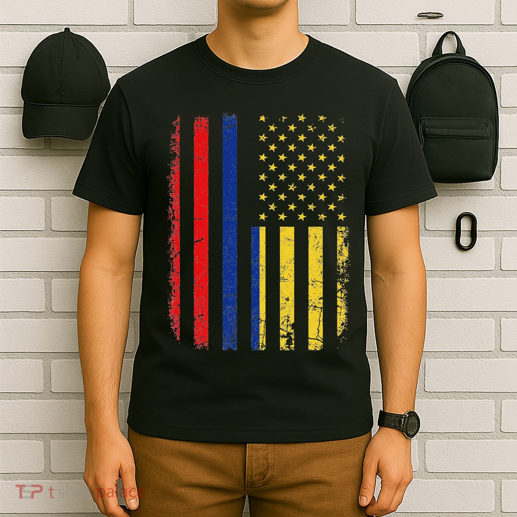 Colombian American Flag Colombian Roots Colombia America T-Shirt