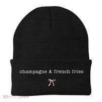 Champagne And French Fries Coquette Beanie thumb 0