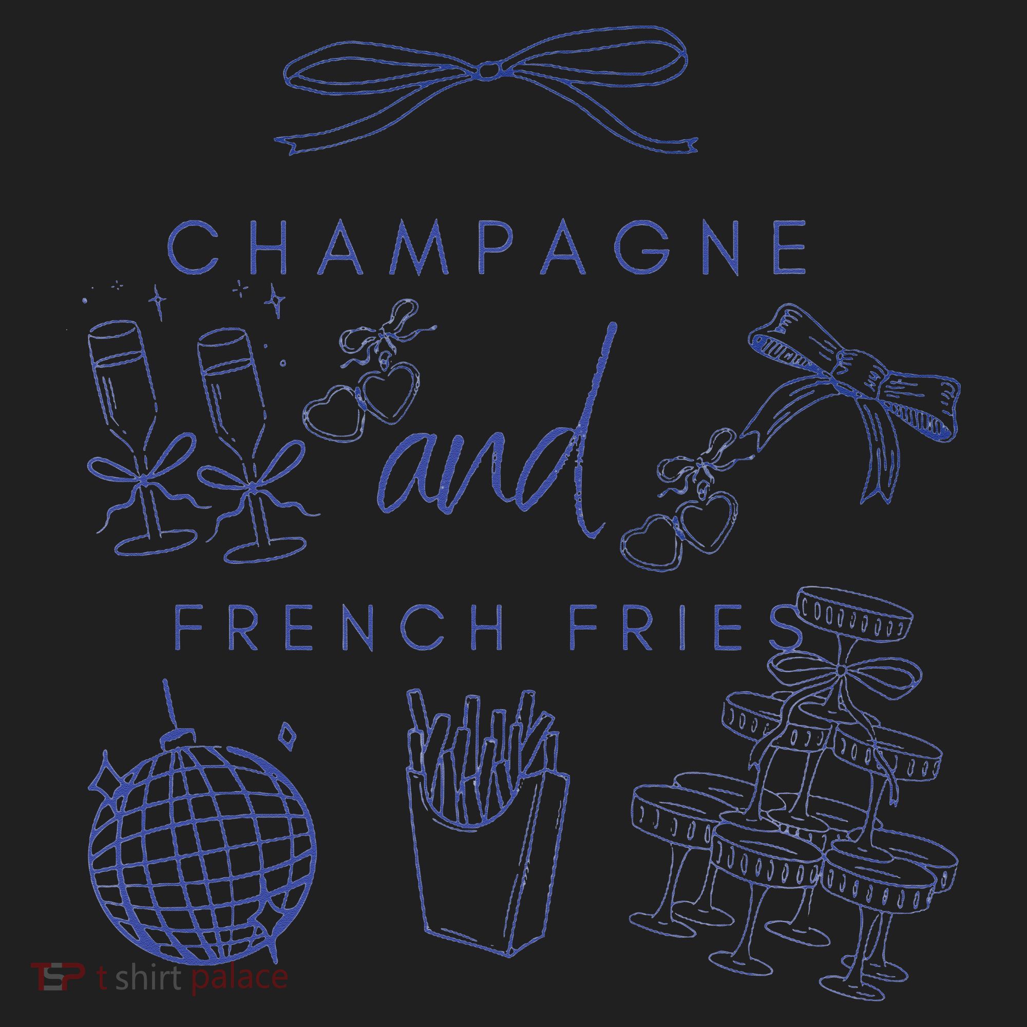 Champagne And French Fries Coquette Bow Women's Sweatshirt