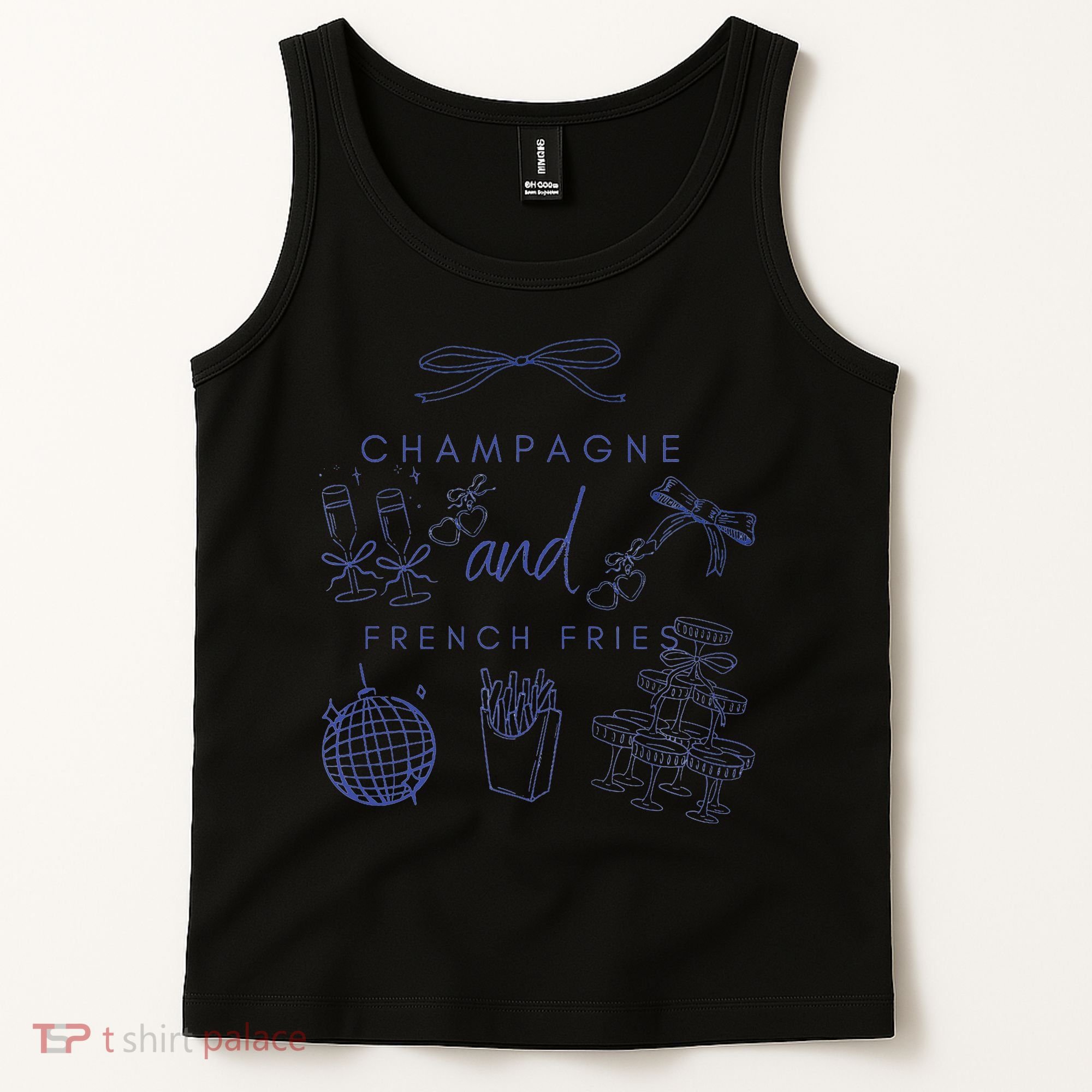 Champagne And French Fries Coquette Bow Tank Top
