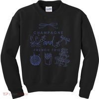 Champagne And French Fries Coquette Bow Kids Sweatshirt thumb 0
