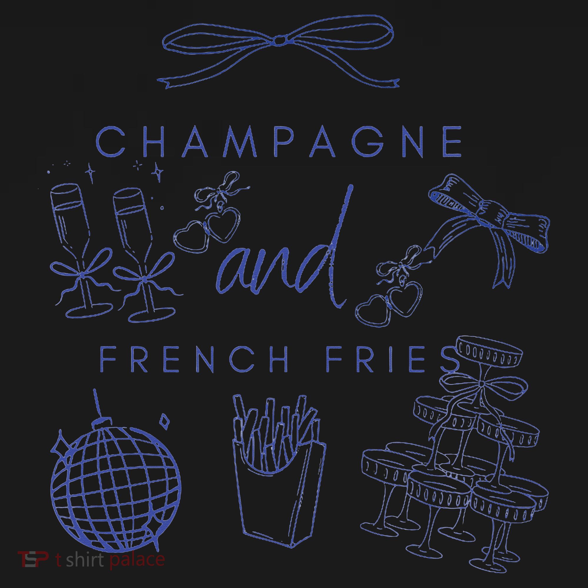 Champagne And French Fries Coquette Bow Kids Sweatshirt