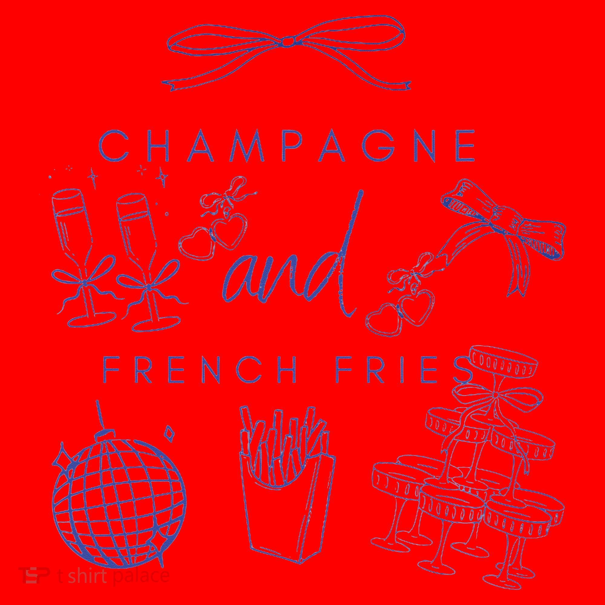 Champagne And French Fries Coquette Bow Santa Hat