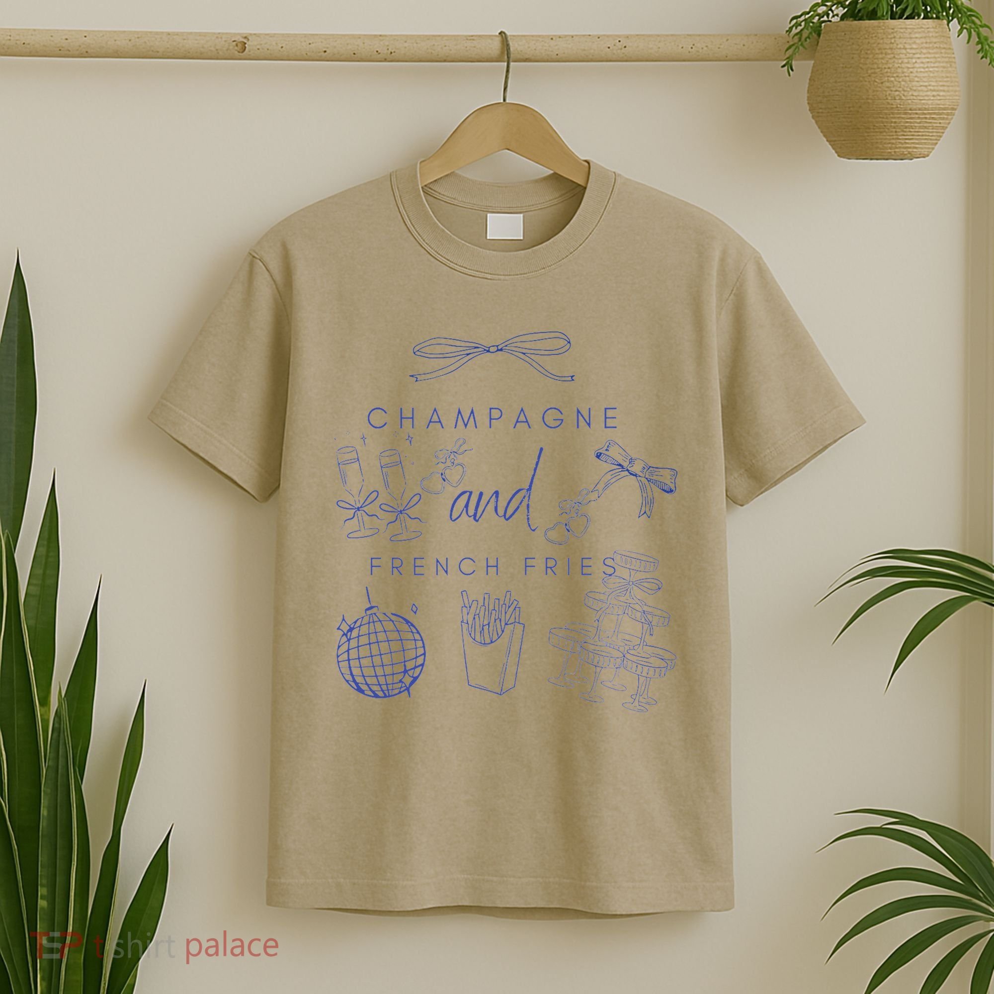 Champagne And French Fries Coquette Bow T-Shirt