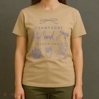 Champagne And French Fries Coquette Bow T-Shirt thumb 4