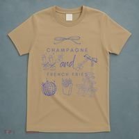 Champagne And French Fries Coquette Bow T-Shirt thumb 5