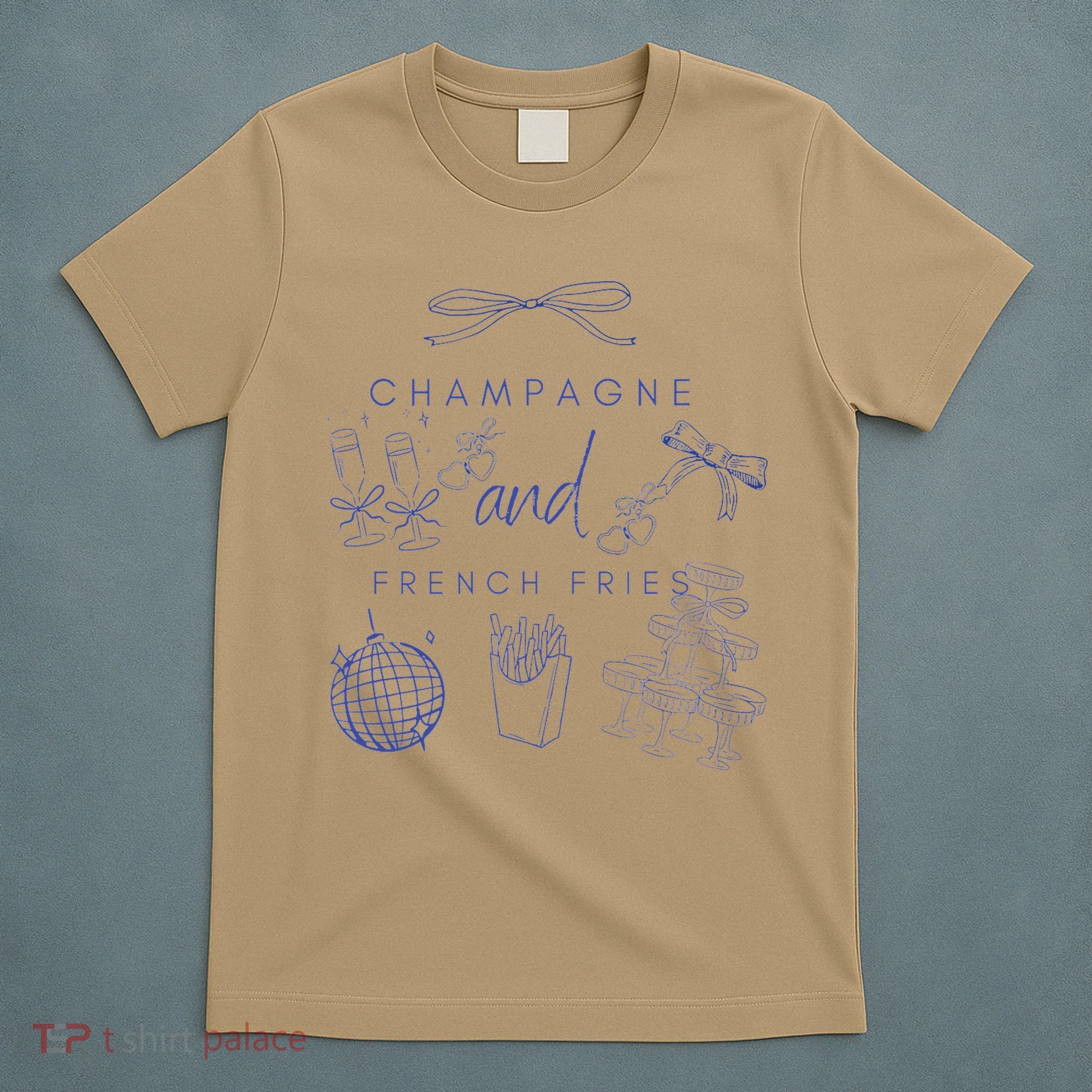 Champagne And French Fries Coquette Bow T-Shirt