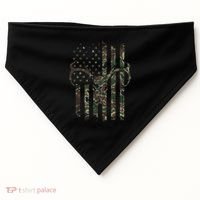 Camo American Flag Deer Skull Elk Hunting Usa Hunter Gift USA-Made Doggie Bandana thumb 0