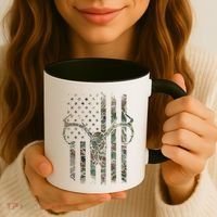 Camo American Flag Deer Skull Elk Hunting Usa Hunter Gift Coffee Mug thumb 3