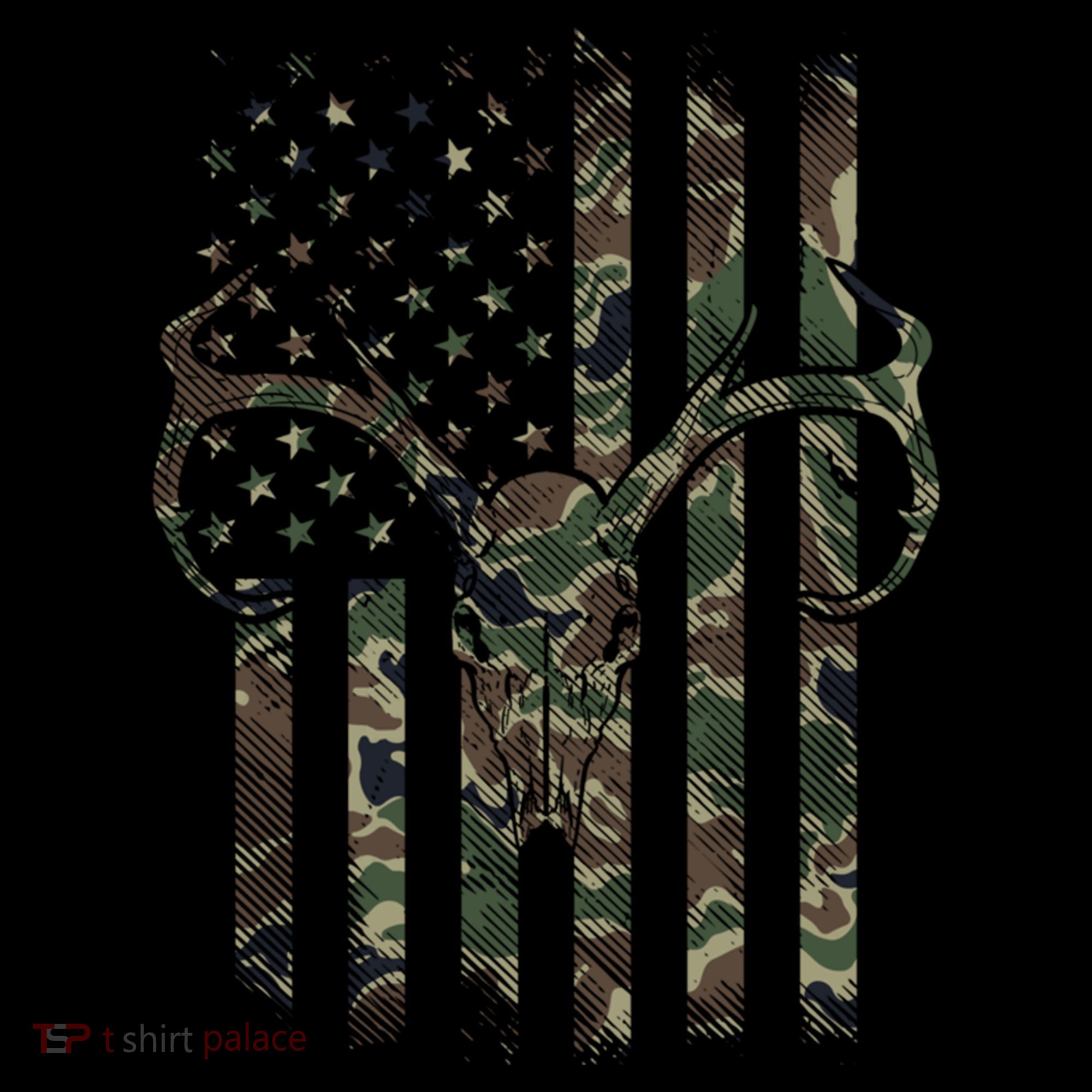Camo American Flag Deer Skull Elk Hunting Usa Hunter Gift Coffee Mug