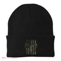 Camo American Flag Deer Skull Elk Hunting Usa Hunter Gift Beanie thumb 0