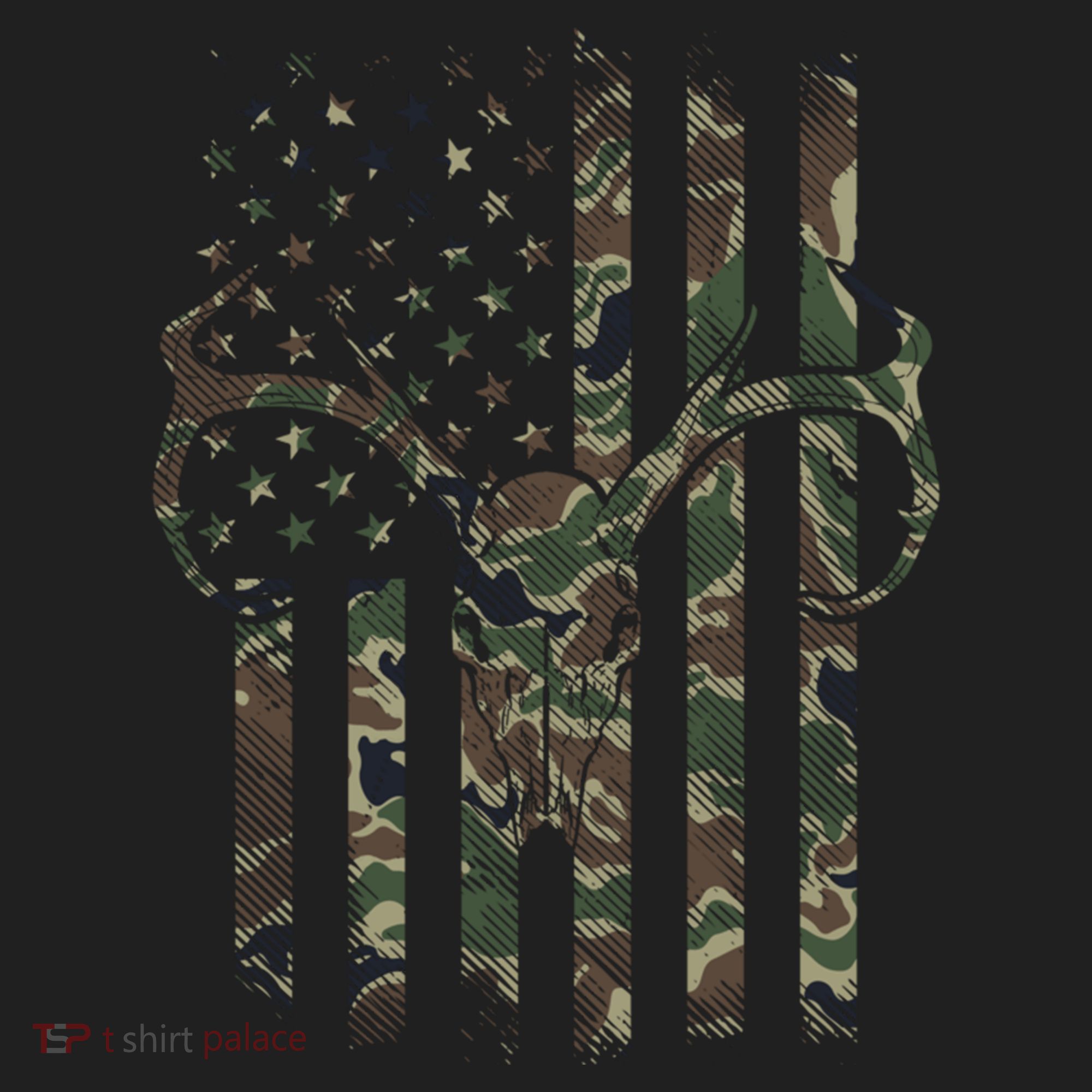 Camo American Flag Deer Skull Elk Hunting Usa Hunter Gift Beanie