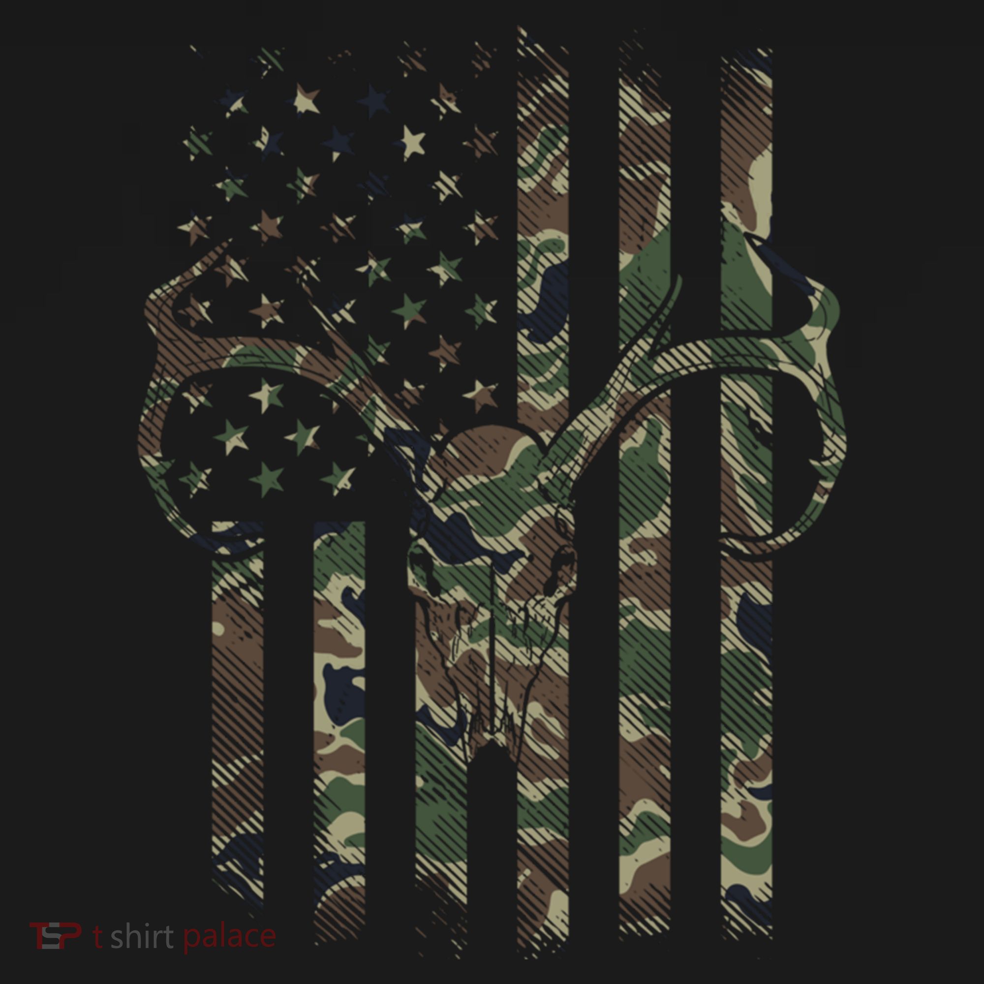 Camo American Flag Deer Skull Elk Hunting Usa Hunter Gift Women's Hoodie
