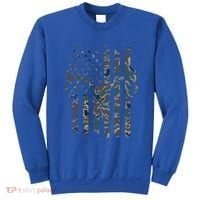 Camo American Flag Deer Skull Elk Hunting Usa Hunter Gift Sweatshirt thumb 0