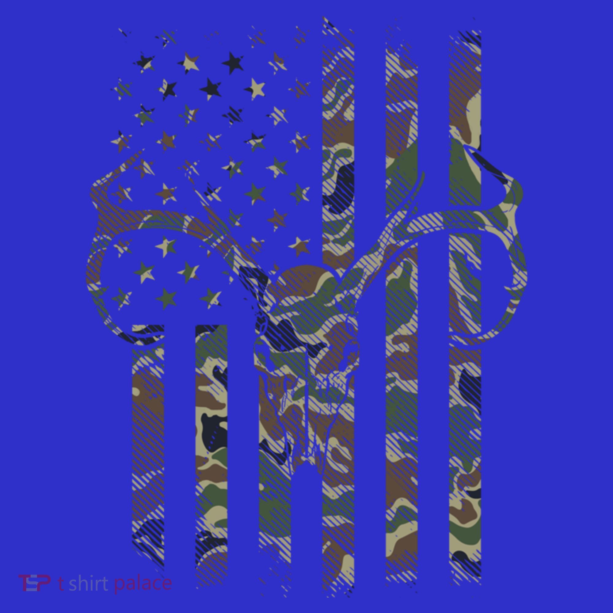 Camo American Flag Deer Skull Elk Hunting Usa Hunter Gift Polo