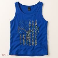 Camo American Flag Deer Skull Elk Hunting Usa Hunter Gift Tank Top thumb 2