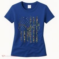 Camo American Flag Deer Skull Elk Hunting Usa Hunter Gift Women's T-Shirt thumb 0