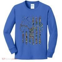 Camo American Flag Deer Skull Elk Hunting Usa Hunter Gift Kids Long Sleeve Shirt thumb 0