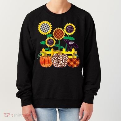 Cute Autumn Fall Patterns Raven Crow Sunflowers Pumpkins Women's Sweatshirt