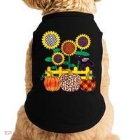 Cute Autumn Fall Patterns Raven Crow Sunflowers Pumpkins Doggie Tank thumb 0