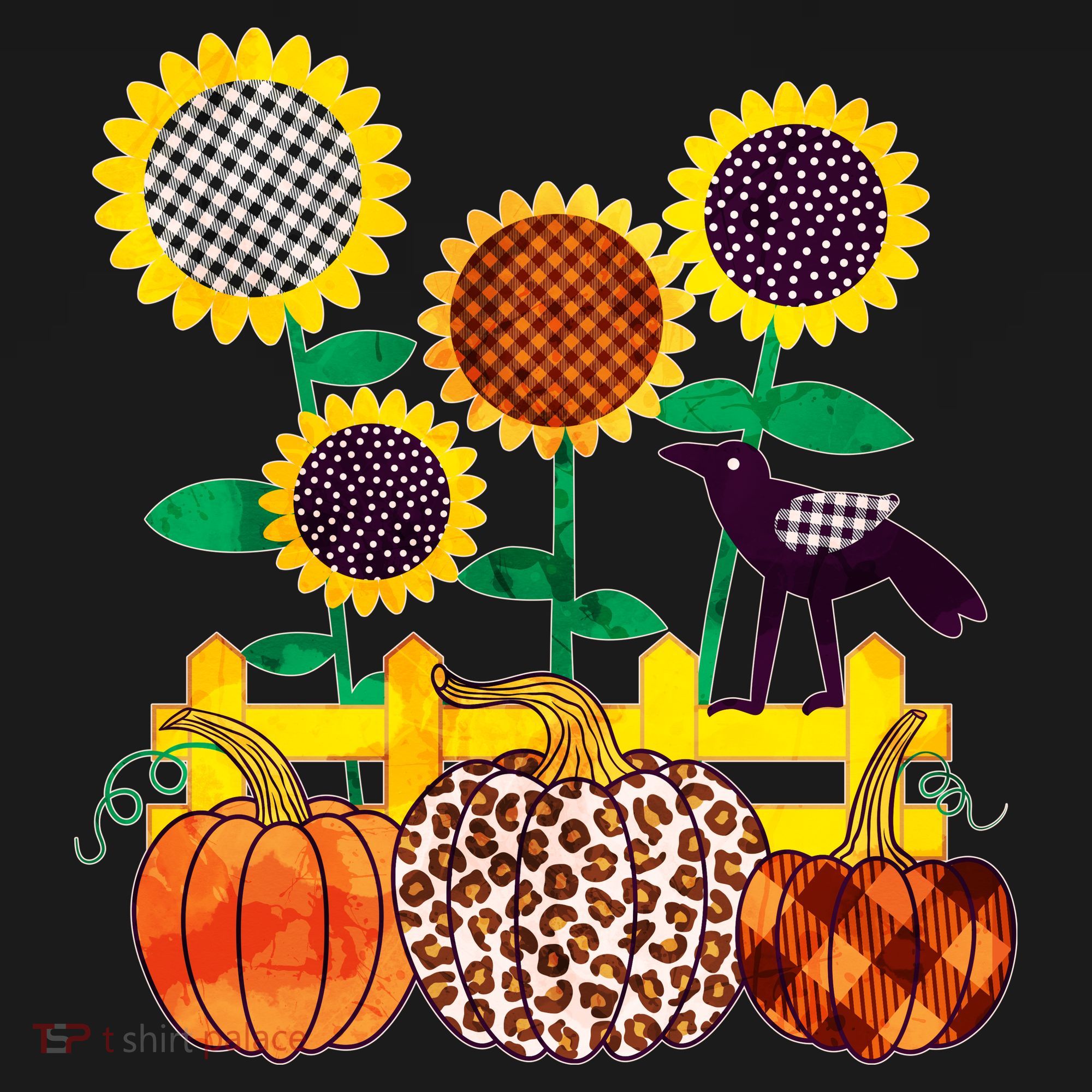 Cute Autumn Fall Patterns Raven Crow Sunflowers Pumpkins Doggie Tank