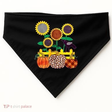 Cute Autumn Fall Patterns Raven Crow Sunflowers Pumpkins USA-Made Doggie Bandana