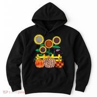 Cute Autumn Fall Patterns Raven Crow Sunflowers Pumpkins Hoodie thumb 0