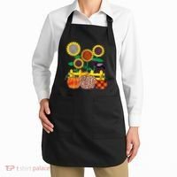Cute Autumn Fall Patterns Raven Crow Sunflowers Pumpkins Apron thumb 2