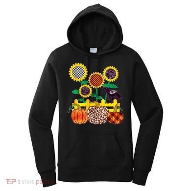 Cute Autumn Fall Patterns Raven Crow Sunflowers Pumpkins Women's Hoodie