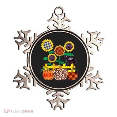 Cute Autumn Fall Patterns Raven Crow Sunflowers Pumpkins Ornament