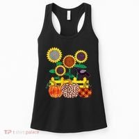 Cute Autumn Fall Patterns Raven Crow Sunflowers Pumpkins Women's Tank Top thumb 0