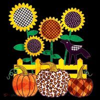 Cute Autumn Fall Patterns Raven Crow Sunflowers Pumpkins Baby Bodysuit thumb 2