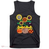 Cute Autumn Fall Patterns Raven Crow Sunflowers Pumpkins Tank Top thumb 0