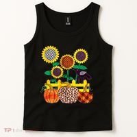 Cute Autumn Fall Patterns Raven Crow Sunflowers Pumpkins Tank Top thumb 2