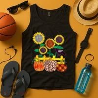 Cute Autumn Fall Patterns Raven Crow Sunflowers Pumpkins Tank Top thumb 4