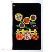 Cute Autumn Fall Patterns Raven Crow Sunflowers Pumpkins Golf Towel thumb 0