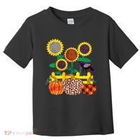 Cute Autumn Fall Patterns Raven Crow Sunflowers Pumpkins Toddler T-Shirt thumb 0