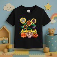 Cute Autumn Fall Patterns Raven Crow Sunflowers Pumpkins Toddler T-Shirt thumb 3