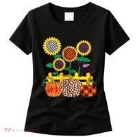 Cute Autumn Fall Patterns Raven Crow Sunflowers Pumpkins Women's T-Shirt thumb 0